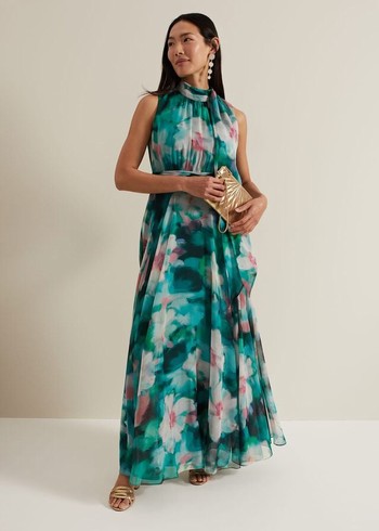 Phase Eight Lucinda Chiffon Print Dress Multicolor Australia | EN4563170